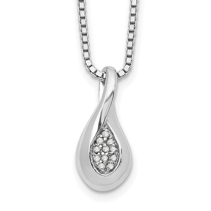 Sterlingsilber Weiß Eis Rhodiniert 18 Zoll Diamant Tropfen Halskette mit 2 Verlängerung