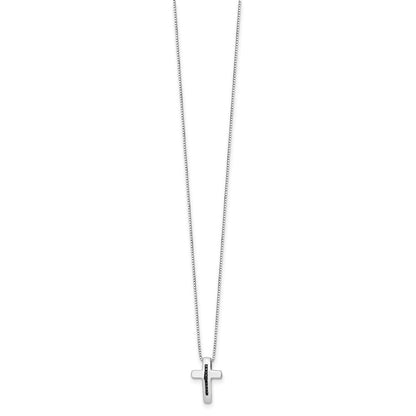 Sterlingsilber Weiß Eis Rhodiniert 18 Zoll Schwarz Diamant Kreuz Halskette mit 2 Verlängerung