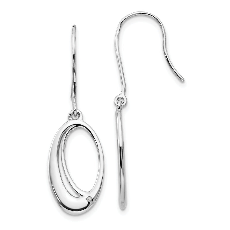 Rhodinierte offene ovale Diamant-Ohrhänger aus Sterlingsilber mit Hakenverschluss, White Ice