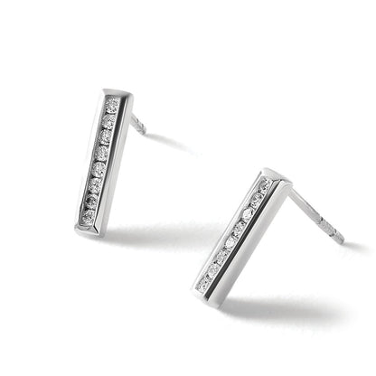 White Ice Ohrhänger aus rhodiniertem Sterlingsilber mit kanalgefassten Diamanten und Steckverschluss