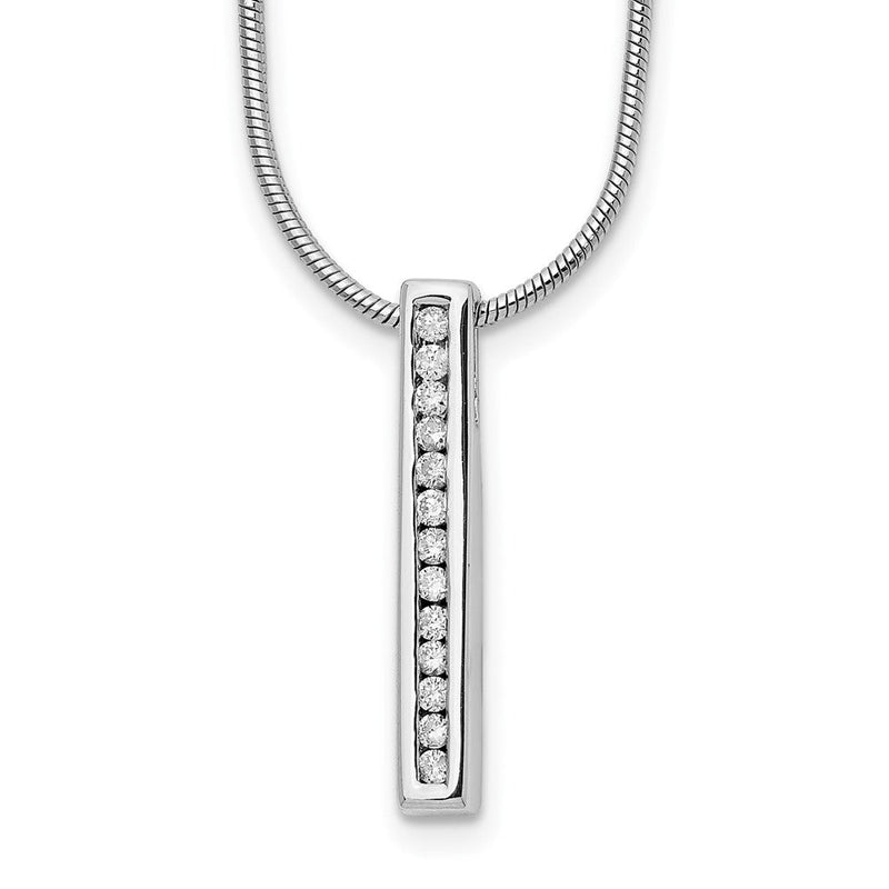 Sterlingsilber Weiß Eis Rhodiniert 18 Zoll Chanel-set Diamant Vertikal Stab Halskette mit 2 Verlängerung