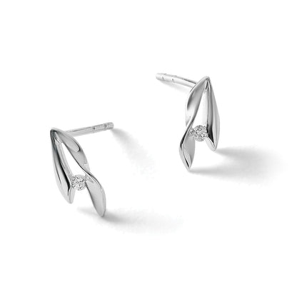 Ohrstecker aus Sterlingsilber, rhodiniert, mattiert und poliert, mit Diamanten
