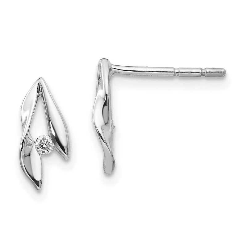 Ohrstecker aus Sterlingsilber, rhodiniert, mattiert und poliert, mit Diamanten