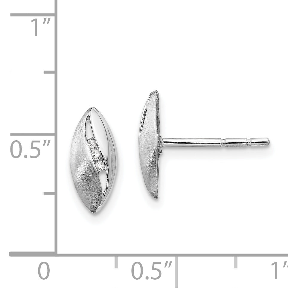 White Ice Ohrstecker aus rhodiniertem Sterlingsilber, satiniert und poliert, mit Diamanten