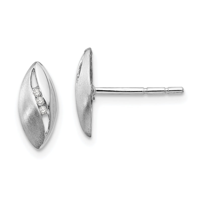 White Ice Ohrstecker aus rhodiniertem Sterlingsilber, satiniert und poliert, mit Diamanten