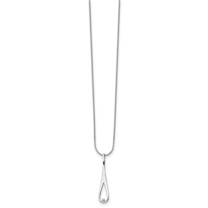 Sterlingsilber Weiß Eis Rhodiniert 18 Zoll Diamant Offen Tropfen Halskette mit 2 Verlängerung