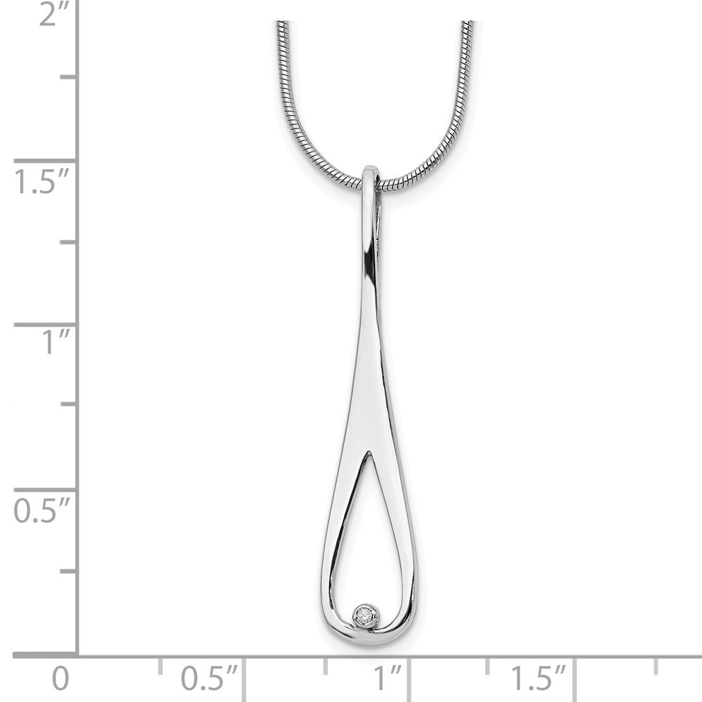 Sterlingsilber Weiß Eis Rhodiniert 18 Zoll Diamant Offen Tropfen Halskette mit 2 Verlängerung
