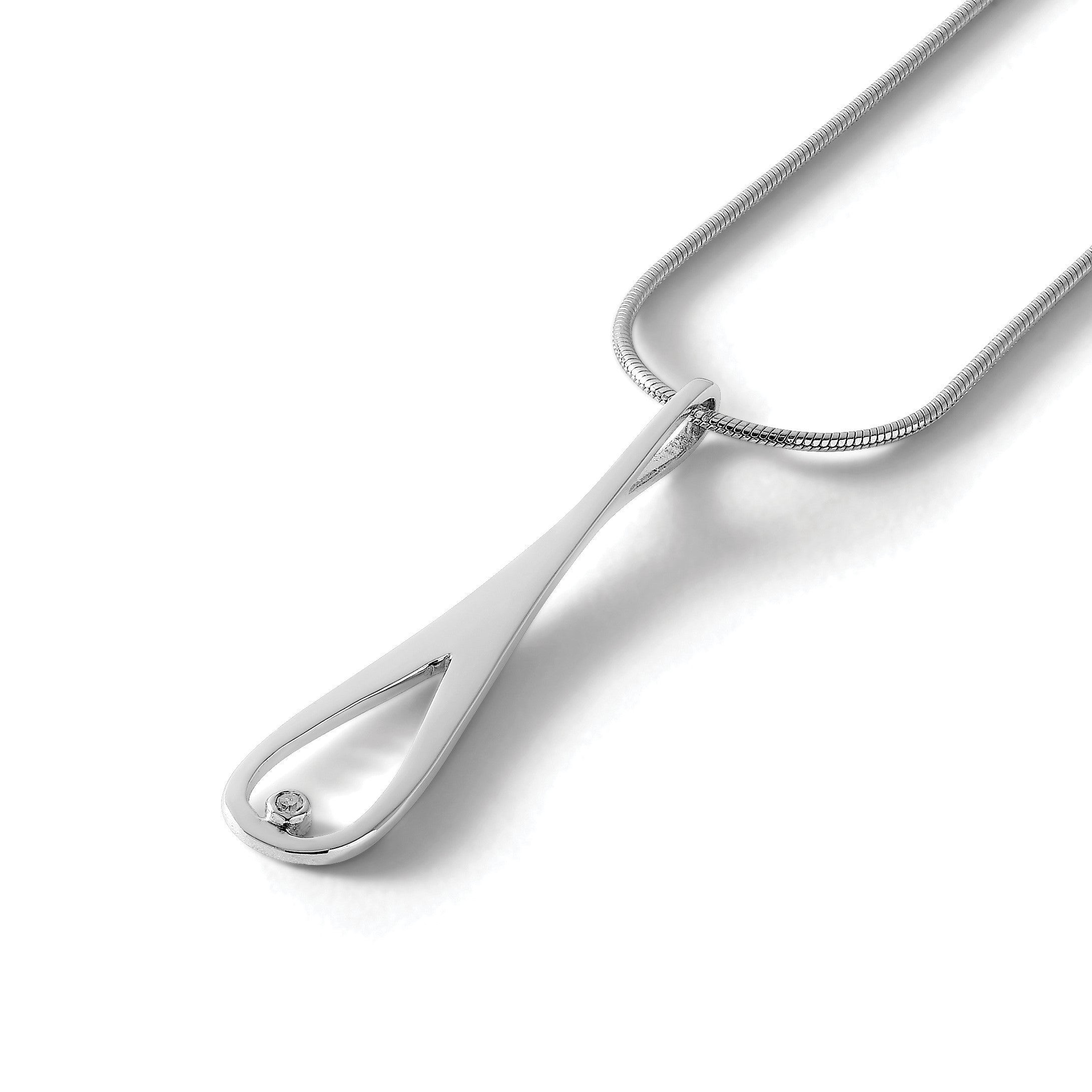 Sterlingsilber Weiß Eis Rhodiniert 18 Zoll Diamant Offen Tropfen Halskette mit 2 Verlängerung