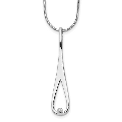 Sterlingsilber Weiß Eis Rhodiniert 18 Zoll Diamant Offen Tropfen Halskette mit 2 Verlängerung