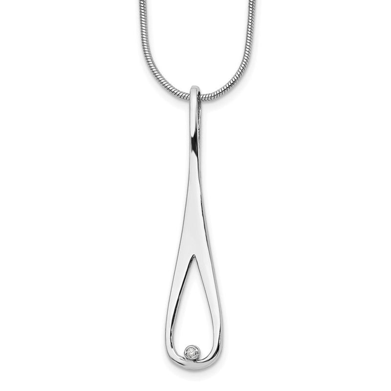 Sterlingsilber Weiß Eis Rhodiniert 18 Zoll Diamant Offen Tropfen Halskette mit 2 Verlängerung