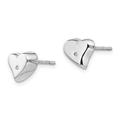White Ice Sterlingsilber rhodiniert, satiniert und poliert, Diamant-Herz-Ohrstecker