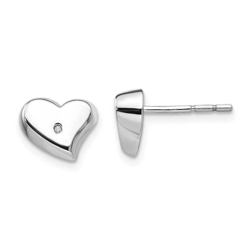 White Ice Sterlingsilber rhodiniert, satiniert und poliert, Diamant-Herz-Ohrstecker