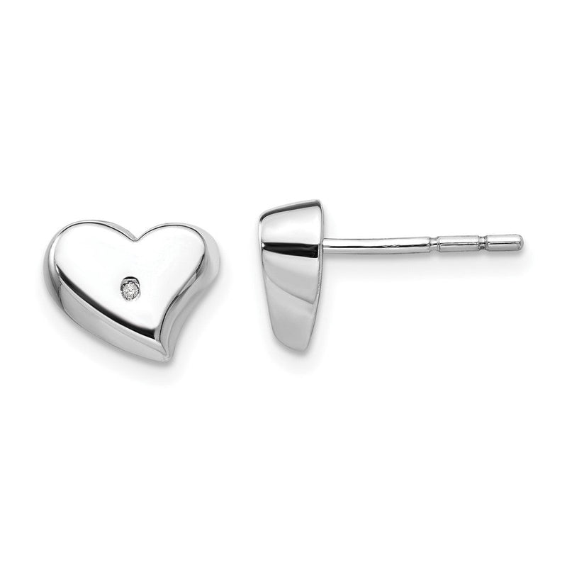 White Ice Sterlingsilber rhodiniert, satiniert und poliert, Diamant-Herz-Ohrstecker