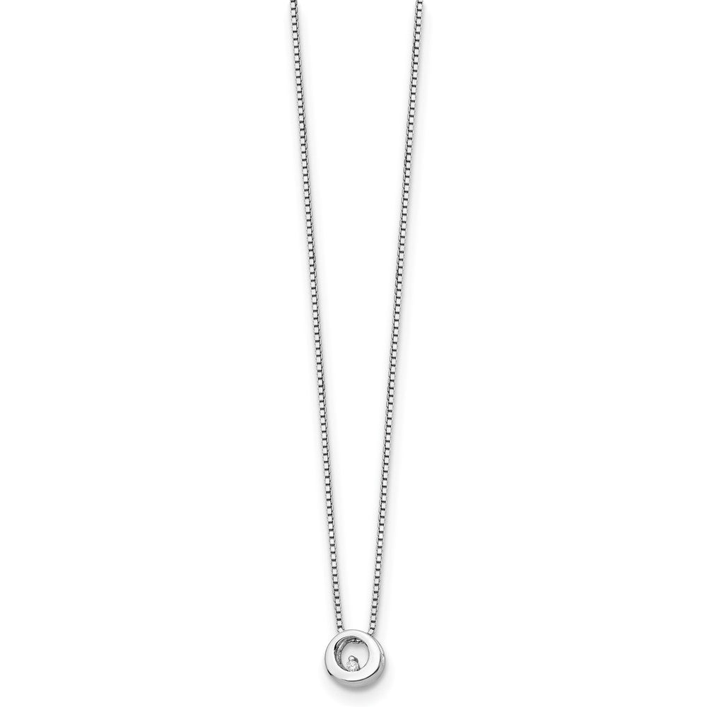 Sterlingsilber Weiß Eis Rhodiniert 18 Zoll Diamant Offen Kreis Halskette mit 2 Verlängerung