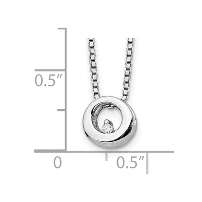 Sterlingsilber Weiß Eis Rhodiniert 18 Zoll Diamant Offen Kreis Halskette mit 2 Verlängerung