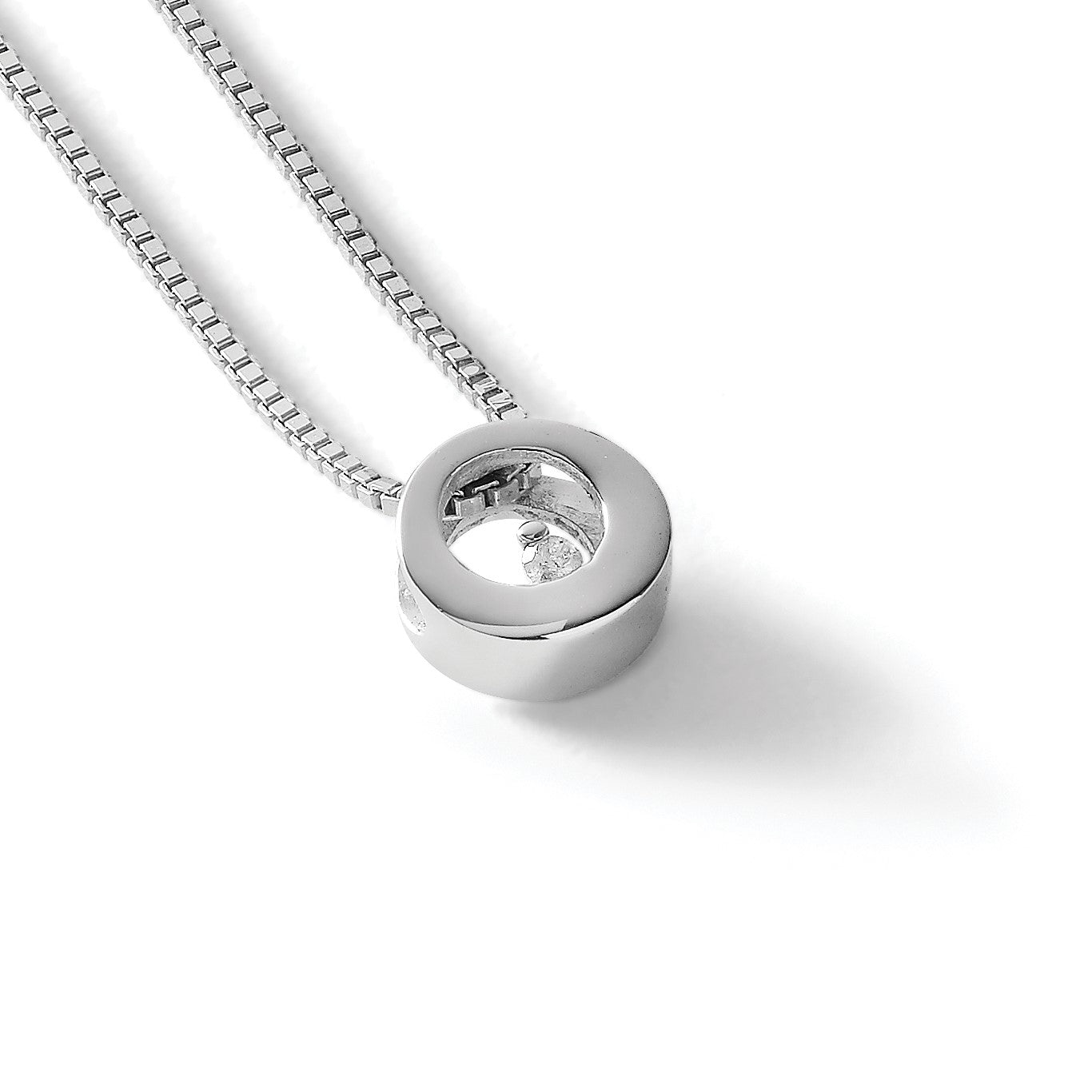 Sterlingsilber Weiß Eis Rhodiniert 18 Zoll Diamant Offen Kreis Halskette mit 2 Verlängerung