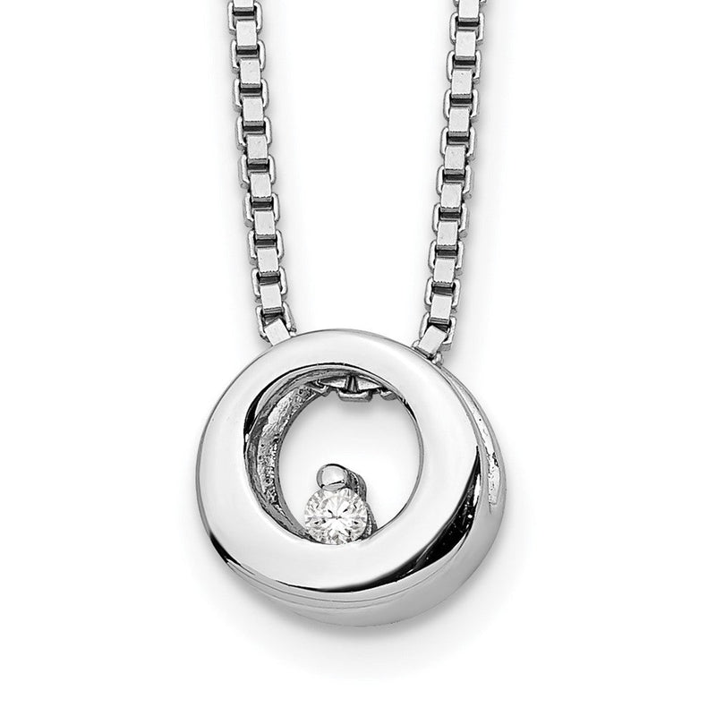 Sterlingsilber Weiß Eis Rhodiniert 18 Zoll Diamant Offen Kreis Halskette mit 2 Verlängerung