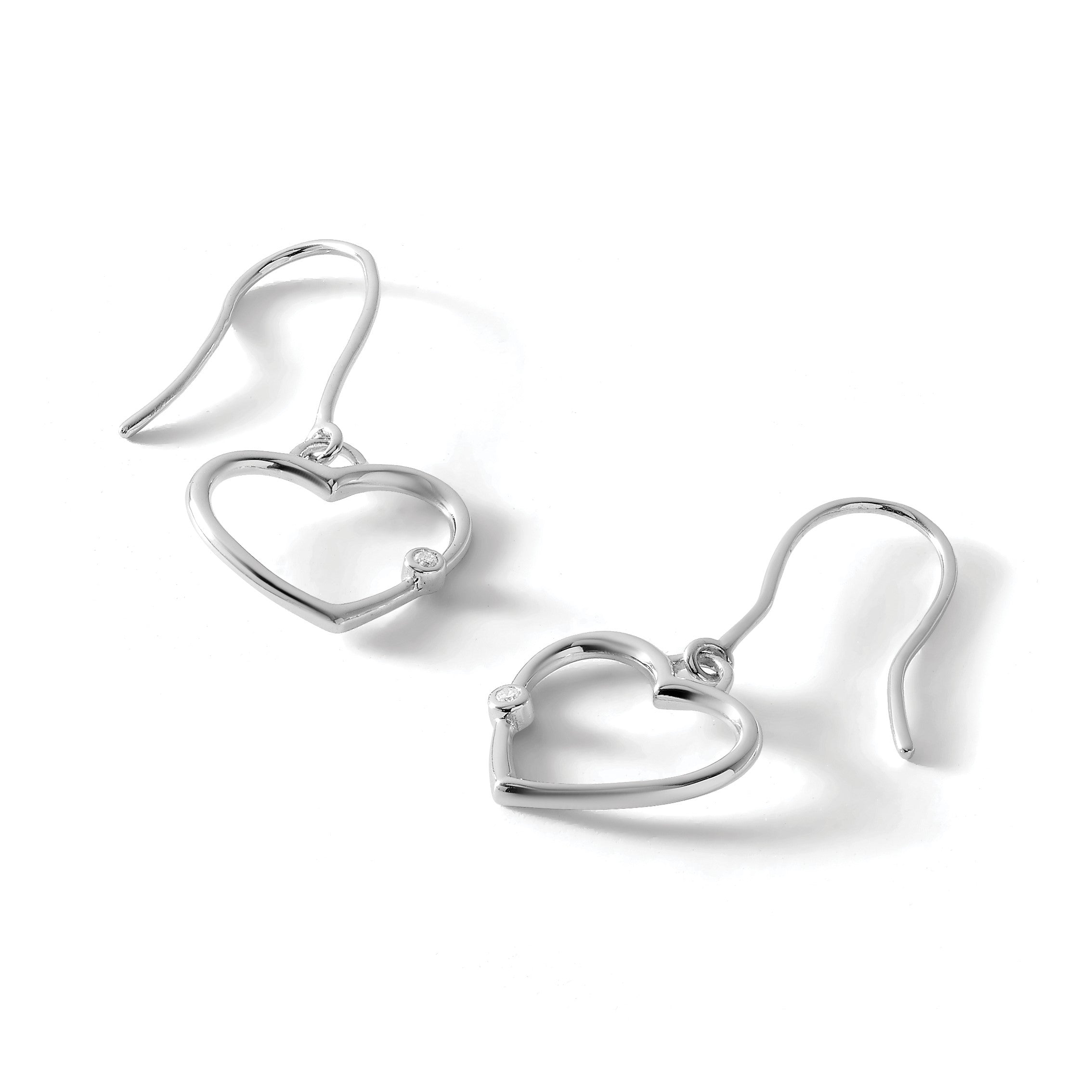 White Ice Diamant-Ohrhänger in Herzform aus rhodiniertem Sterlingsilber mit Ohrhaken