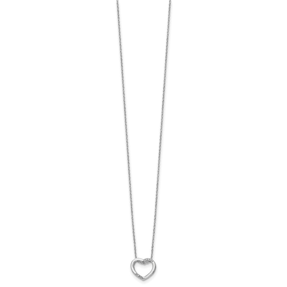 Sterlingsilber Weiß Eis Rhodiniert 18 Zoll Diamant Offen Herz Halskette mit 2 Verlängerung