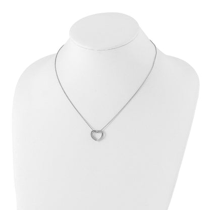 Sterlingsilber Weiß Eis Rhodiniert 18 Zoll Diamant Offen Herz Halskette mit 2 Verlängerung