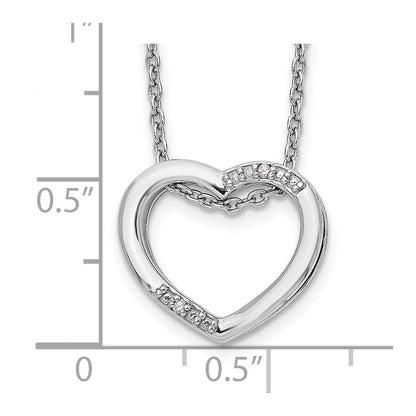 Sterlingsilber Weiß Eis Rhodiniert 18 Zoll Diamant Offen Herz Halskette mit 2 Verlängerung
