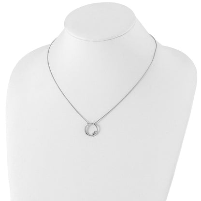 Sterlingsilber Weiß Eis Rhodiniert 18 Zoll Diamant Offen Kreis Halskette mit 2 Verlängerung