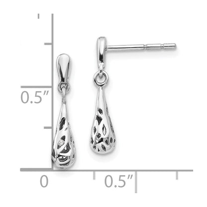 White Ice Ohrhänger aus rhodiniertem Sterlingsilber mit Diamant, Filigran-Design und Steckverschluss