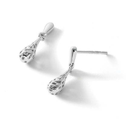 White Ice Ohrhänger aus rhodiniertem Sterlingsilber mit Diamant, Filigran-Design und Steckverschluss
