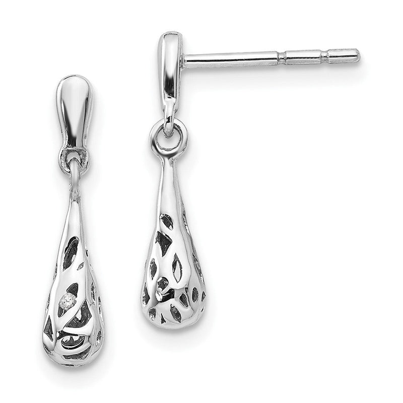 White Ice Ohrhänger aus rhodiniertem Sterlingsilber mit Diamant, Filigran-Design und Steckverschluss