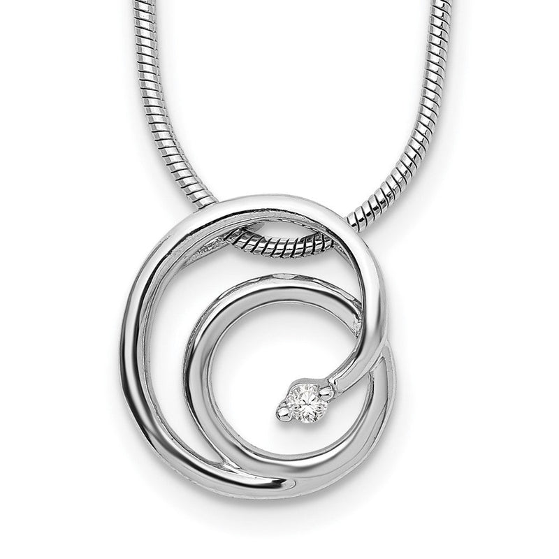 Sterlingsilber Weiß Eis Rhodiniert 18 Zoll Diamant Wirbel Halskette mit 2 Verlängerung