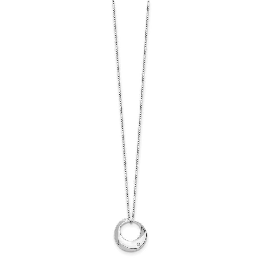 Sterlingsilber Weiß Eis Rhodiniert 18 Zoll Diamant Offen Kreis Halskette mit 2 Verlängerung