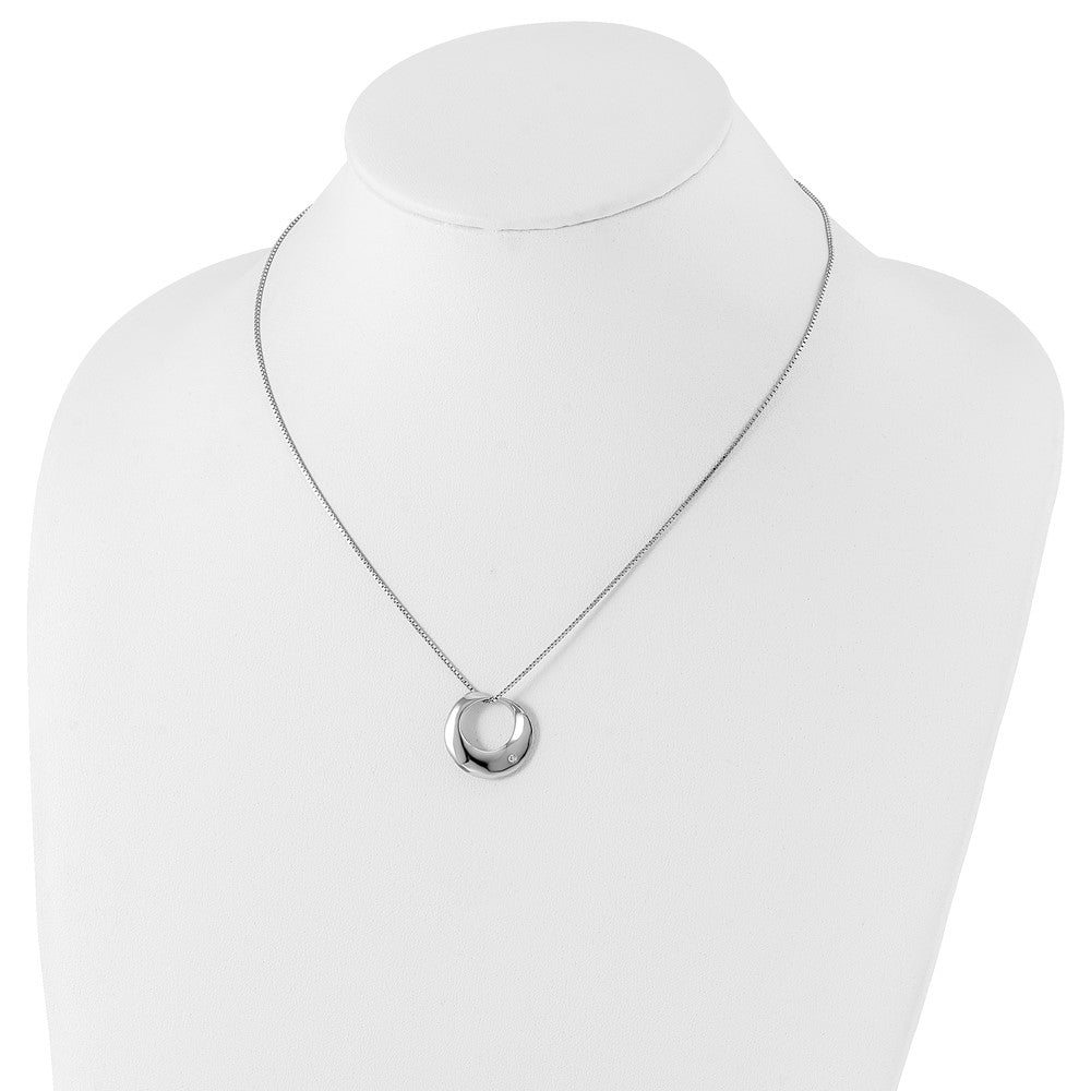 Sterlingsilber Weiß Eis Rhodiniert 18 Zoll Diamant Offen Kreis Halskette mit 2 Verlängerung