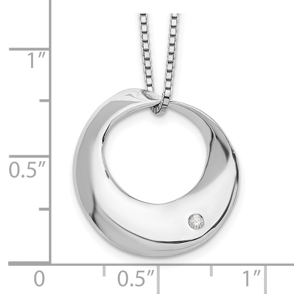 Sterlingsilber Weiß Eis Rhodiniert 18 Zoll Diamant Offen Kreis Halskette mit 2 Verlängerung