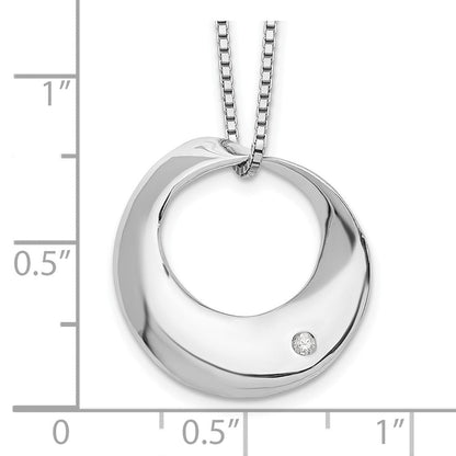 Sterlingsilber Weiß Eis Rhodiniert 18 Zoll Diamant Offen Kreis Halskette mit 2 Verlängerung