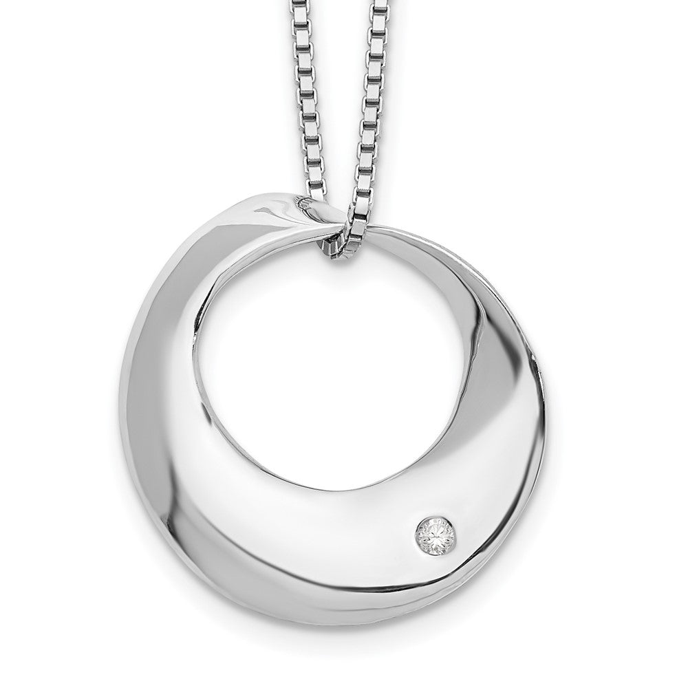Sterlingsilber Weiß Eis Rhodiniert 18 Zoll Diamant Offen Kreis Halskette mit 2 Verlängerung