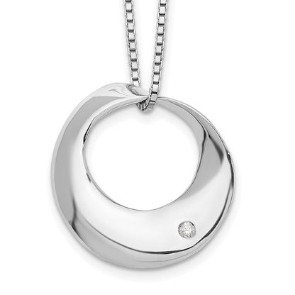 Sterlingsilber Weiß Eis Rhodiniert 18 Zoll Diamant Offen Kreis Halskette mit 2 Verlängerung