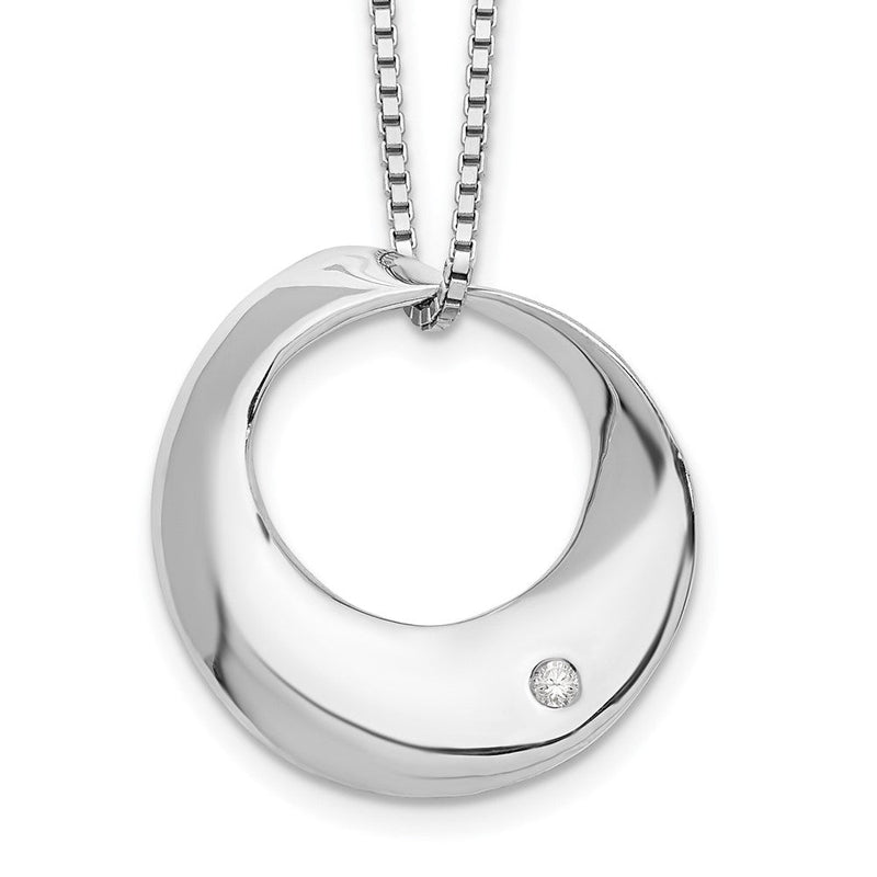 Sterlingsilber Weiß Eis Rhodiniert 18 Zoll Diamant Offen Kreis Halskette mit 2 Verlängerung