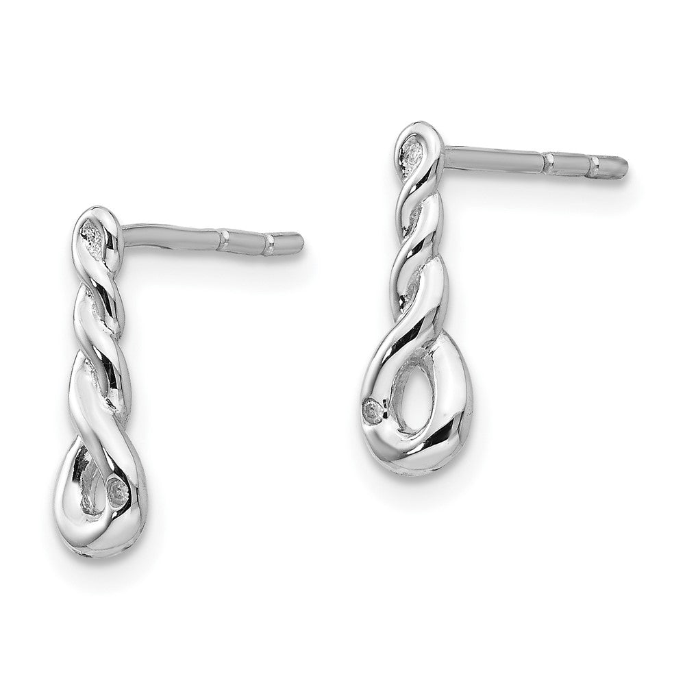 Rhodinierte Ohrhänger aus Sterlingsilber mit gedrehtem Design und Diamanten