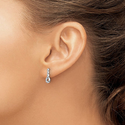Rhodinierte Ohrhänger aus Sterlingsilber mit gedrehtem Design und Diamanten