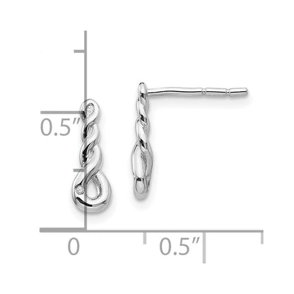 Rhodinierte Ohrhänger aus Sterlingsilber mit gedrehtem Design und Diamanten