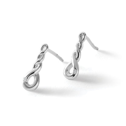 Rhodinierte Ohrhänger aus Sterlingsilber mit gedrehtem Design und Diamanten