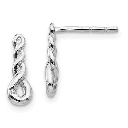 Rhodinierte Ohrhänger aus Sterlingsilber mit gedrehtem Design und Diamanten