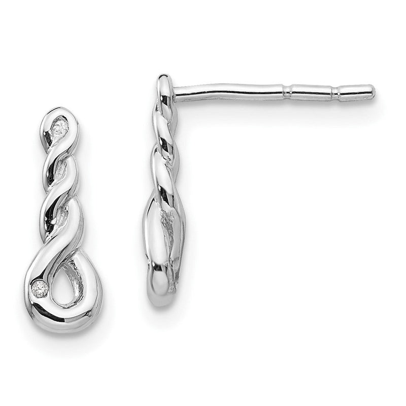 Rhodinierte Ohrhänger aus Sterlingsilber mit gedrehtem Design und Diamanten