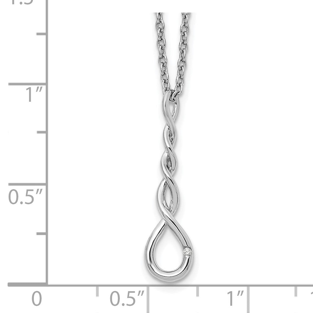 Sterlingsilber Weiß Eis Rhodiniert 18 Zoll Gedreht Diamant Akzente Halskette mit 2 Verlängerung