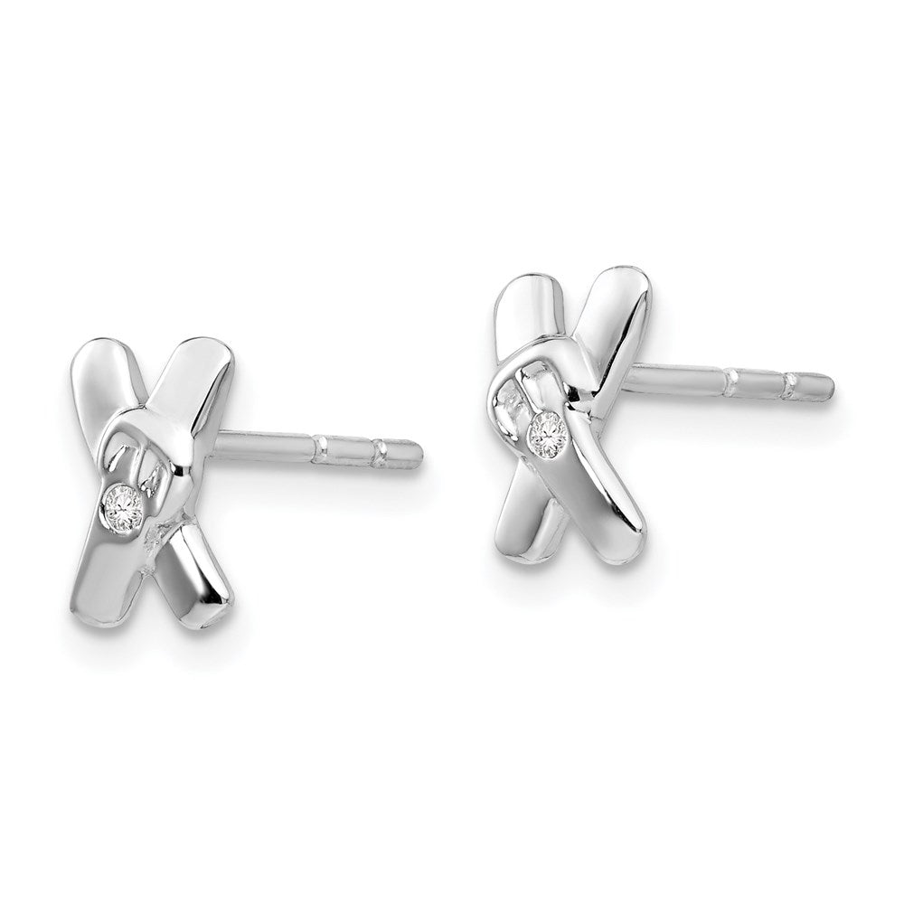Sterlingsilber Diamant-Ohrringe mit X-Schnalle, 0,02 ct, rhodiniert