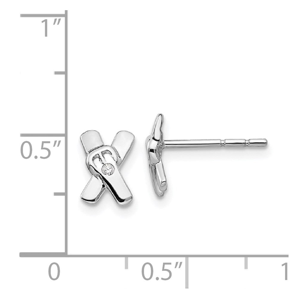 Sterlingsilber Diamant-Ohrringe mit X-Schnalle, 0,02 ct, rhodiniert