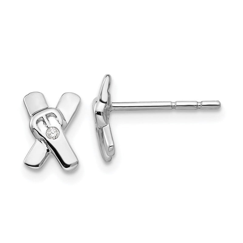 Sterlingsilber Diamant-Ohrringe mit X-Schnalle, 0,02 ct, rhodiniert