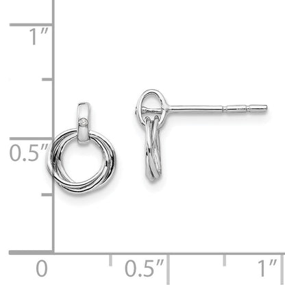 White Ice Ohrstecker aus rhodiniertem Sterlingsilber mit drei Ringen und Diamanten