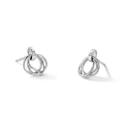 White Ice Ohrstecker aus rhodiniertem Sterlingsilber mit drei Ringen und Diamanten