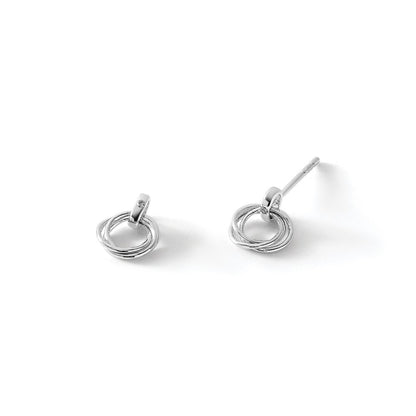 White Ice Ohrstecker aus rhodiniertem Sterlingsilber mit drei Ringen und Diamanten